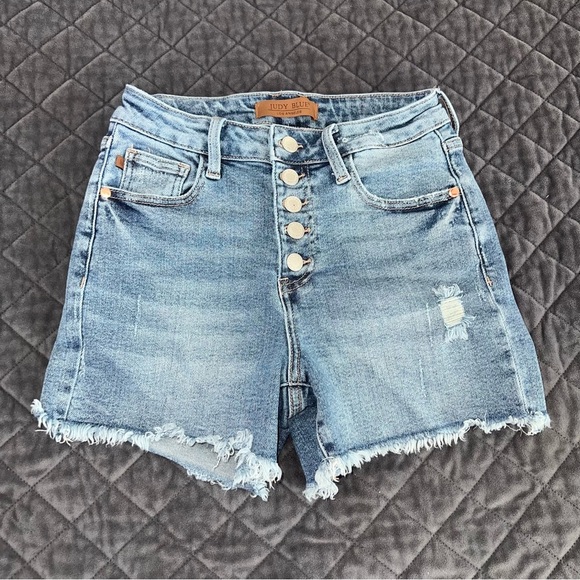 Judy Blue Pants - Judy Blue Shorts Women Small Cut Off Jean Button Fly Medium Wash Stretch Fitted